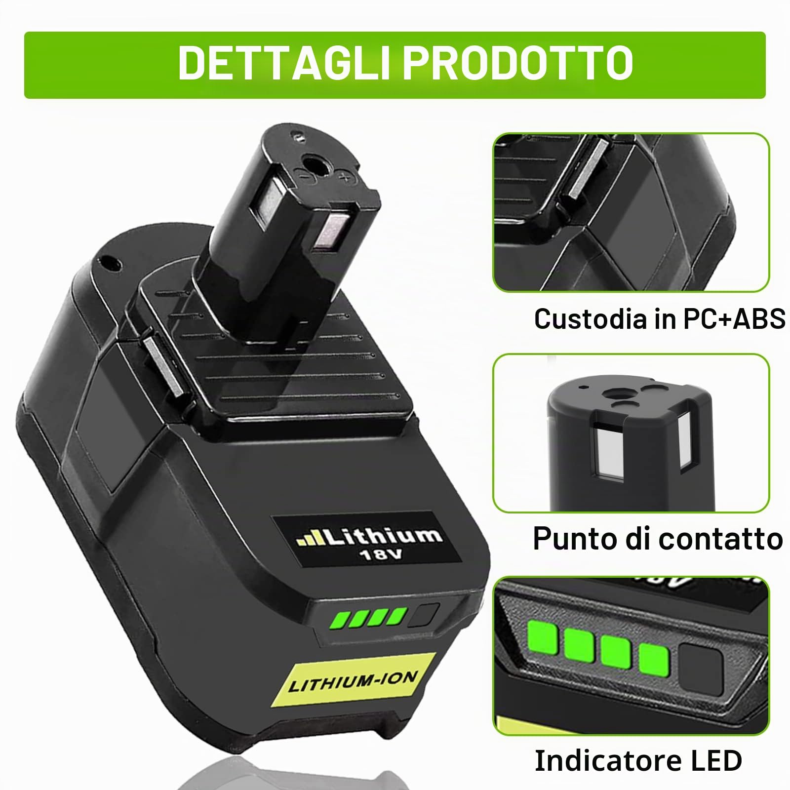 2X P108 di ricambio per Ryobi batteria 18V + 9,6V-18V 3A per Ryobi caricabatterie BCL14181H agli ioni di litio e batteria NI-MH per P106 P107 P105 P108 P100 P102 con LED