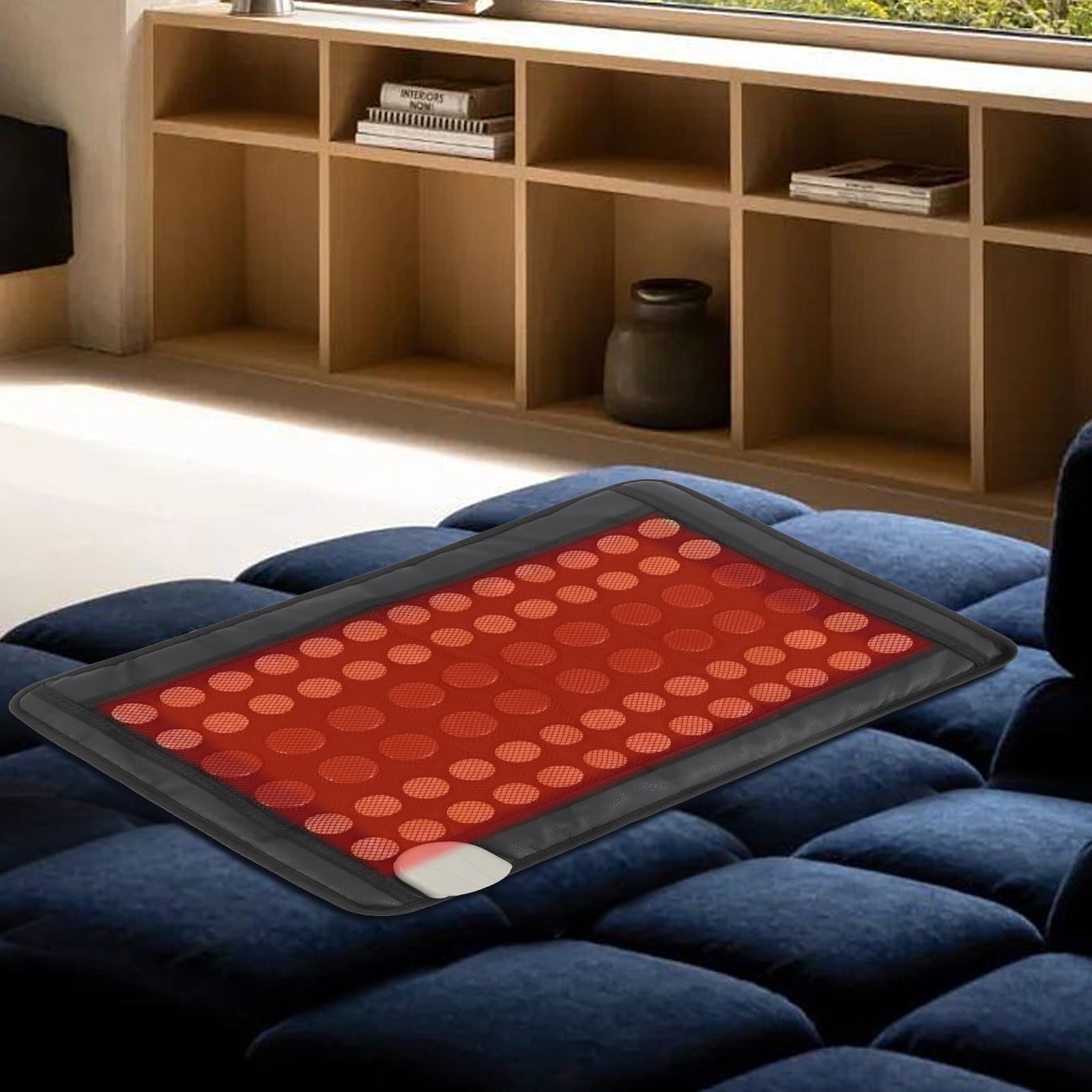 Cuscino riscaldante a infrarossi Small Pro con Smart Controller con giada naturale e pietre tormalate, per uffici, appartamenti, 59,5 x 40 cm, marrone scuro