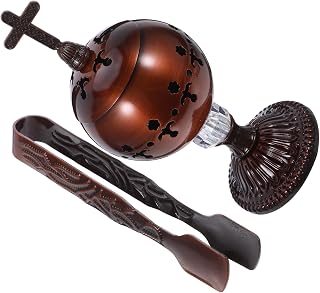 VALICLUD Traditional Metal Incense Burner with Tongs Charcoal Censer for Aromatherapy Meditation Yoga and Church Use Vintage Chinese Incense Holder Burner Featuring Stable Charcoal Clip
