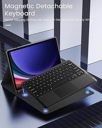 Miniatura 6 de MoKo Funda con teclado para Galaxy Tab S9 Plus con teclado, Samsung Galaxy Tab S9+ 12.4 pulgadas modelo 2023 (SM-X810SM-X816BSM-X818U) con soporte