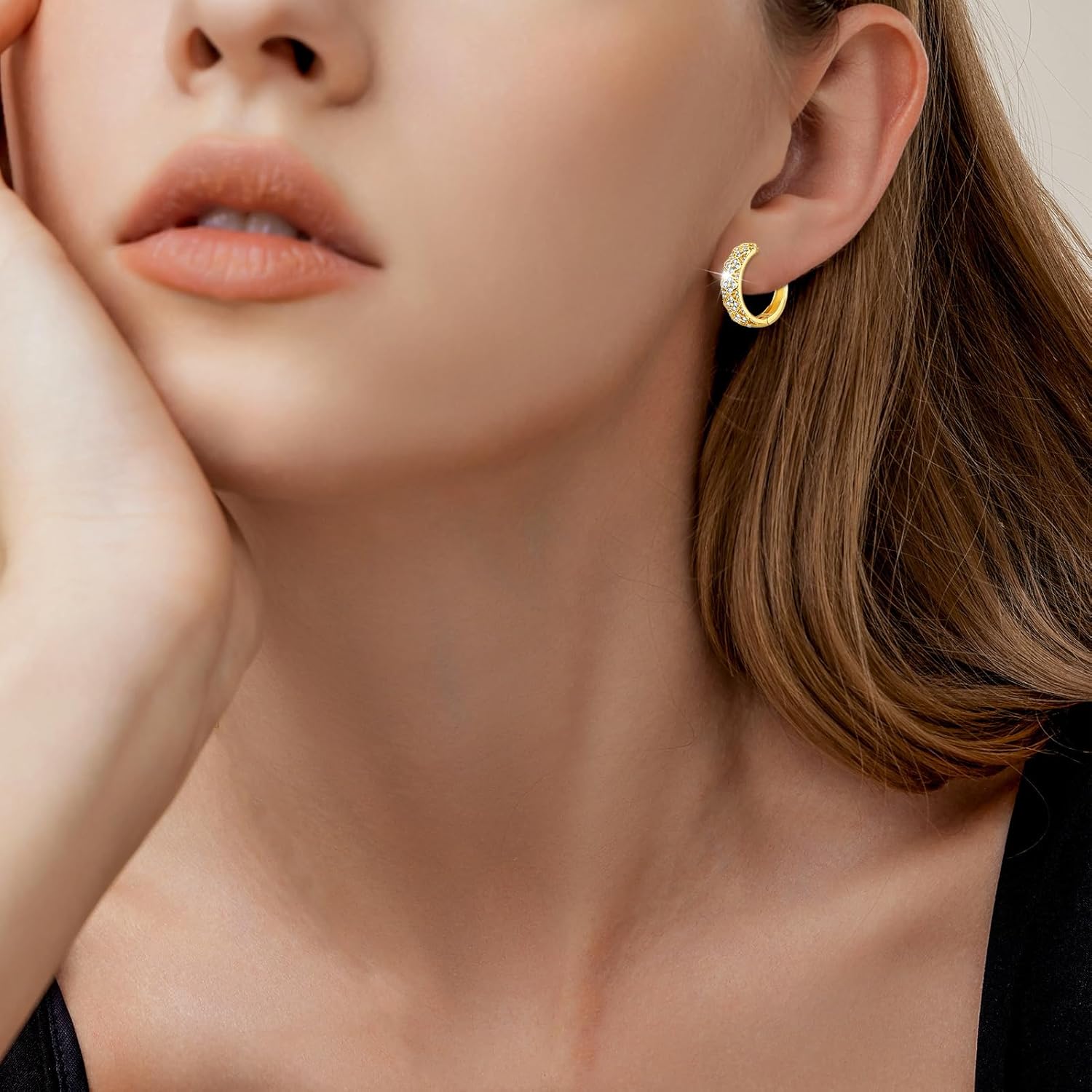 Richapex 18K Gold Plated Hoop Earrings for Women, Dainty Colorful Flower Hoop Earrings, Hypoallergenic, Anniversary Birthday Gifts for Women - Image 2