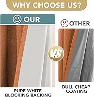 Vista 44 de H.VERSAILTEX Cortinas 100% opacas con aislamiento térmico, texturizadas, de lino, con bloqueo completo de calor y luz, para sala de estar y Negro