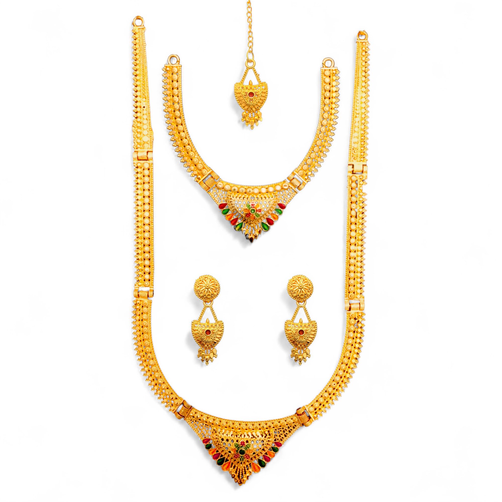 Luxurious Gold Long Short Multi-piece Rani Haar Set with Intricate Traditional jewelry Design For Women Girls - Ideal for Wedding & Bridal wear (B0D2RPLH27) Amazon Price History, Amazon Price Tracker