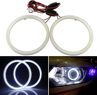 70MM COB Led Angel Eyes Halo Ring Lights with Lamp Cover for Car Motorcycle Headlight Projector Lens White 1 Pair