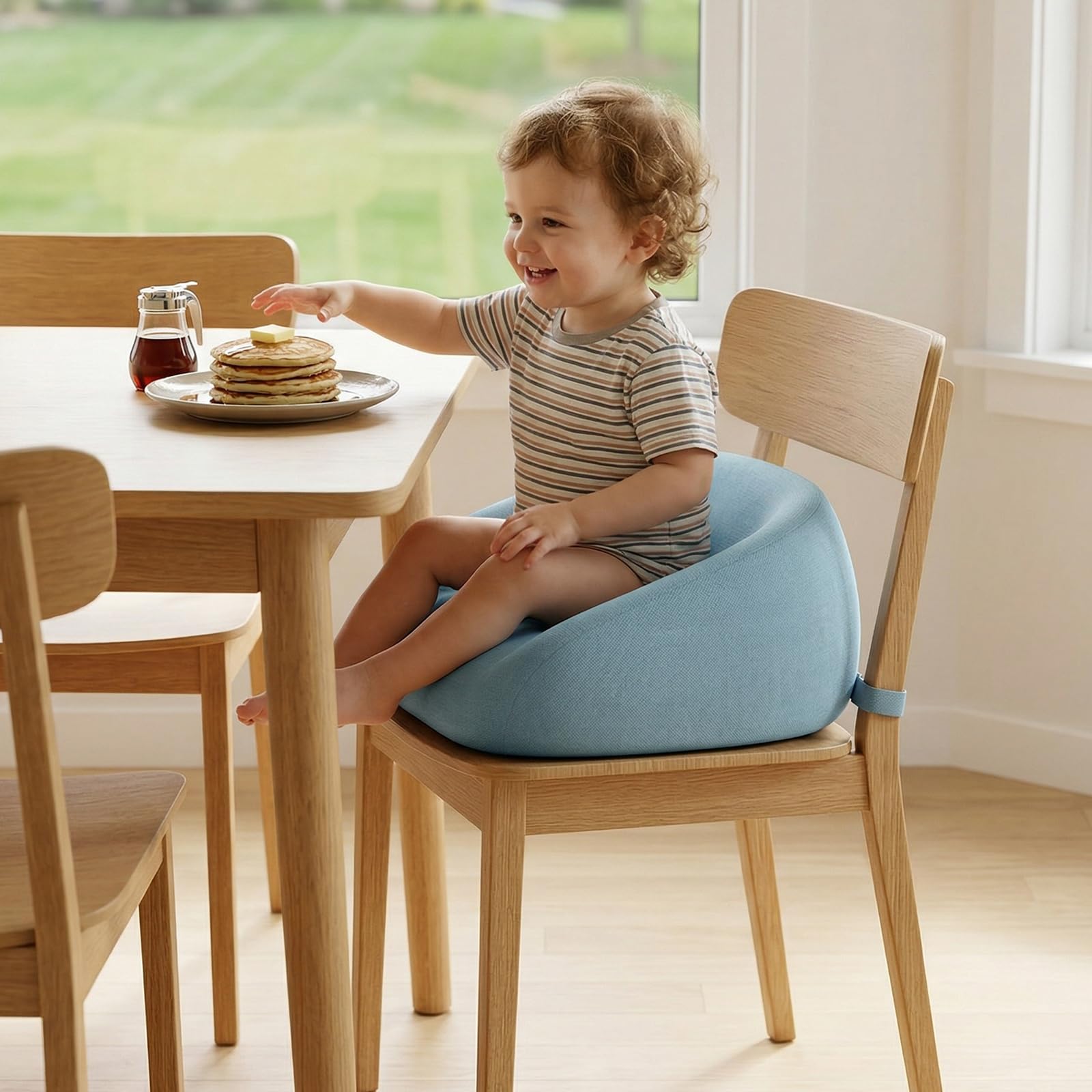 Coussin Rehausseur Chaise Enfant, Enfant Réhausseur Enfants Chaise, Rehausseur De Siège, Lavable, Démontable, Hauteur 6 À 8 Cm Pour Les Repas Des Jeunes Enfants, Bleu