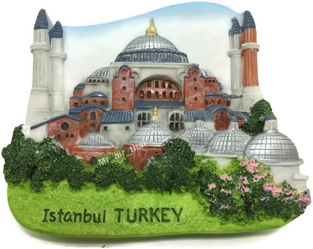 WitnyStore Tiny 2⅞" Hagia Sophia Istanbul Turkey Türkiye Magnet - Miniature Hand Made Resin 3D Asia Landmark Tourist Attraction Decorative Refrigerator Fridge Magnets Décor Collectible Souvenir Gift
