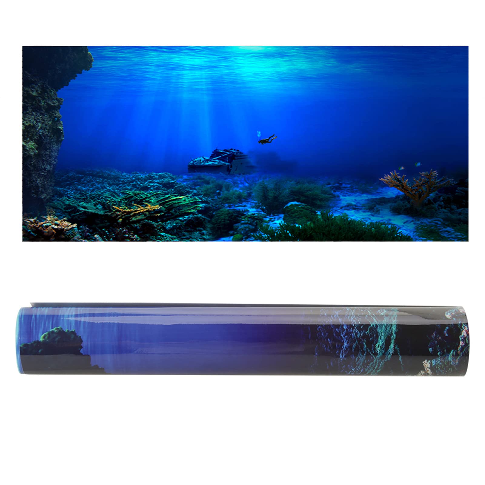 Akozon Póster Adhesivo de Fondo de Seaworld para Decoración de Peceras de Acuario Fondo Adhesivo de Seaworld de 91 X 41 Cm (122 * 61cm)