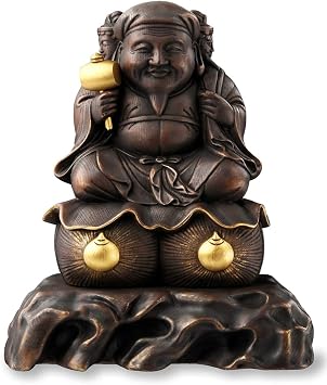 Kyoto Godaiji Entoin Store, "Toyotomi Hideshis Three Sided Daikokuten" Figurine, Original Size Reproduction Statue, with a Certificate and Card Included, Made of Cypress, in an Exclusive Box, The Secret Statue of Hideyoshi Leaded to the Aveneer, Pray for Financial Luck