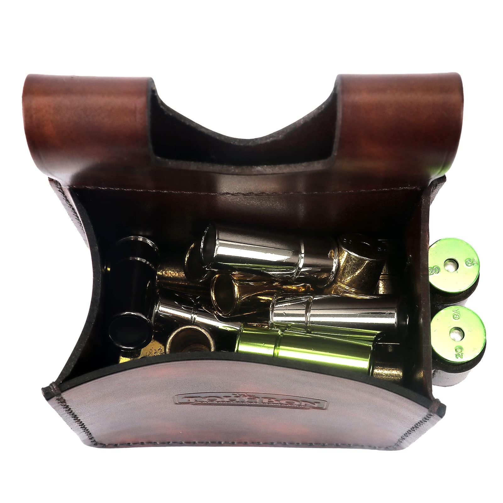 TOURBON Sac de munitions de tir à la Taille en Cuir Marron Pochette de Fusil de Chasse Porte-Ceinture à Outils
