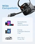 4 in 1 Retractable Car Charger, 4-in-1 Fast Car Phone Charger with 2 Retractable Cables 2.5FT and 2 USB Ports Compatible with i Phone 15/14/13/12/11 Pro Max/XR/XS,Galaxy,Pixel,iPad/iPod