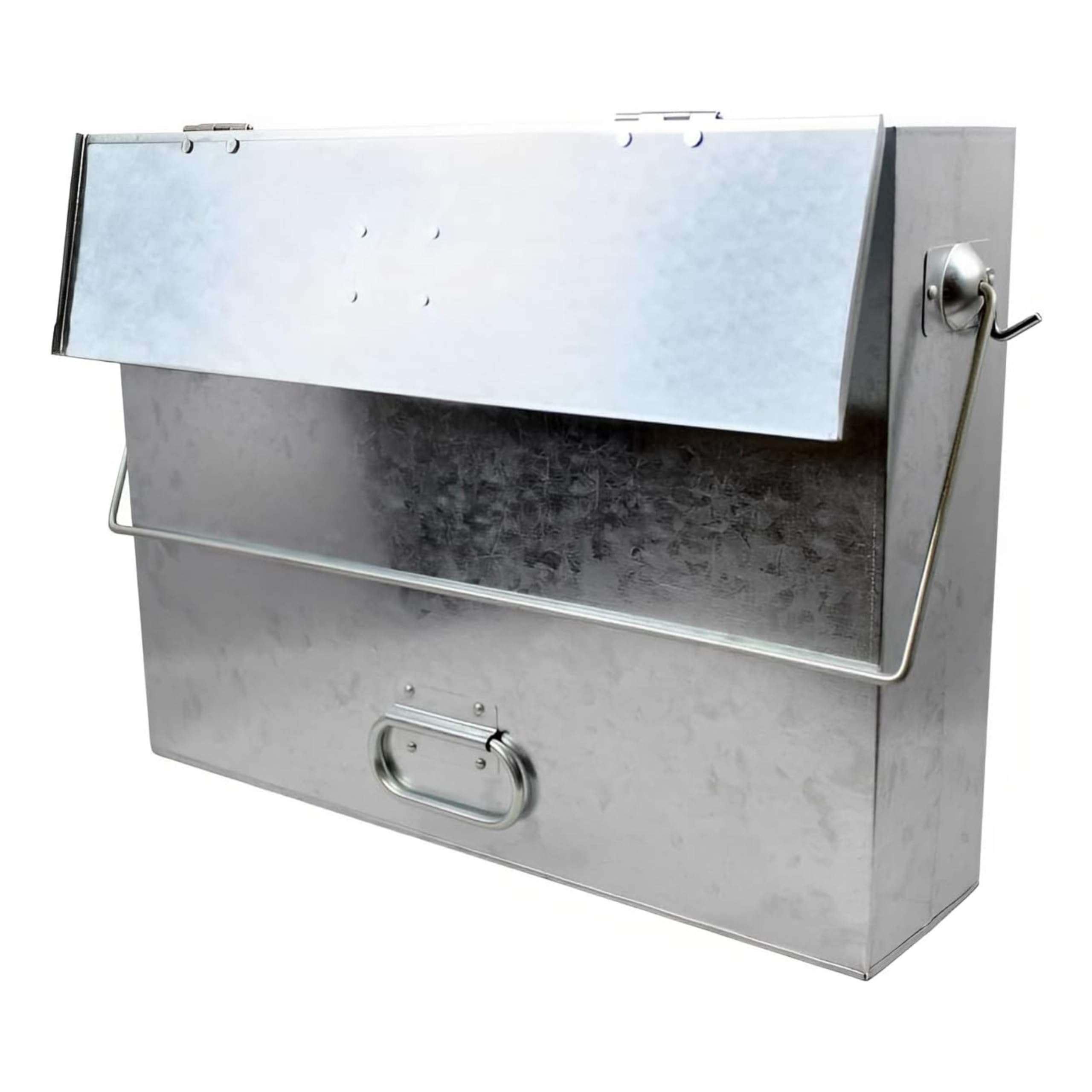 Adeptna Silver Heavy Duty Metal Carrier With Hinged Lid And Dual Handles | Galvanised Steel Bucket For Hot And Cold Ash | Fireplace Pan And Ash Storage Bin For Fire Pits, Wood Stoves, Bbqs, And Coal