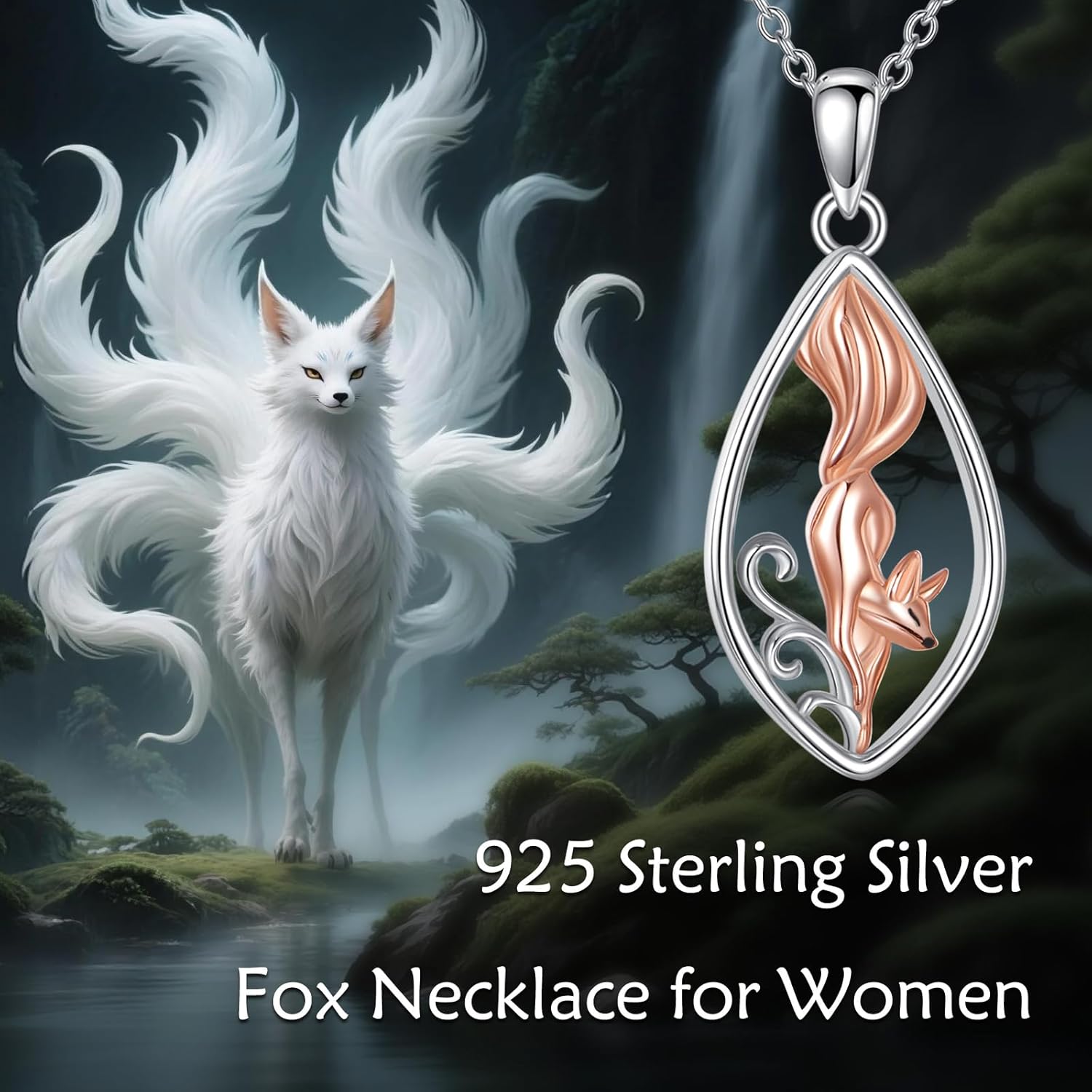 KQF Fox Necklace for Women Sterling Silver Fox Pendant Jewelry Gifts for Women - Image 3