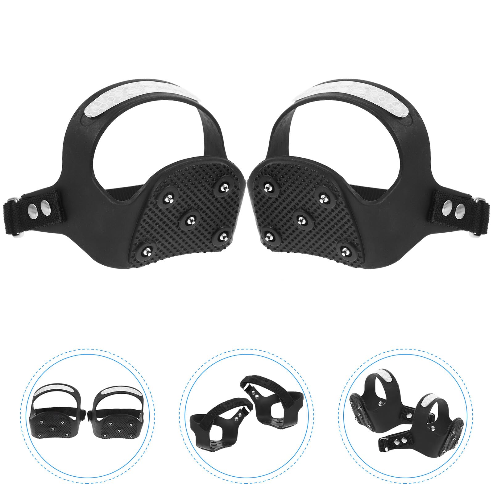 Gatuida Crampons pour Chaussures Randonnée Dents Silicone Antidérapants avec Bande Réfléchissante Protection Neige Verglas pour Randonnée Escalade Course Noir