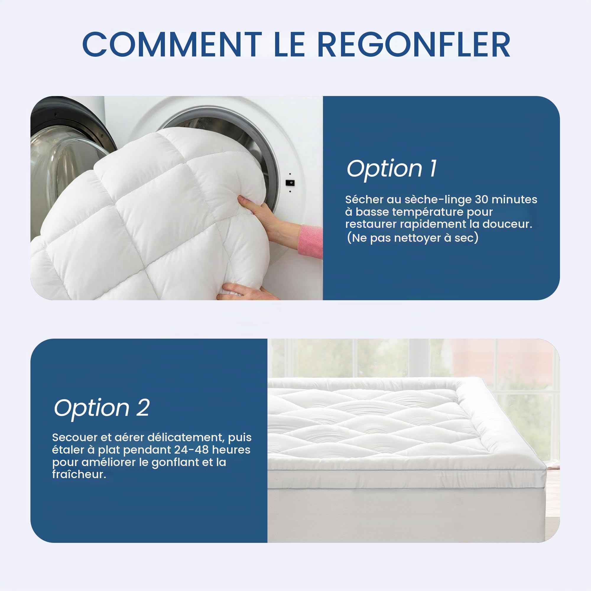 BedStory Surmatelas 140 x 200 cm Blanc Ultra Doux avec Poches Profondes, Lavable en Machine, Convient aux Matelas d'une épaisseur allant jusqu'à 45 cm
