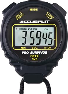 ACCUSPLIT A601X Pro Survivor Stopwatch - Durable XL Display Timer, Water & Shock Resistant for PE & Sports