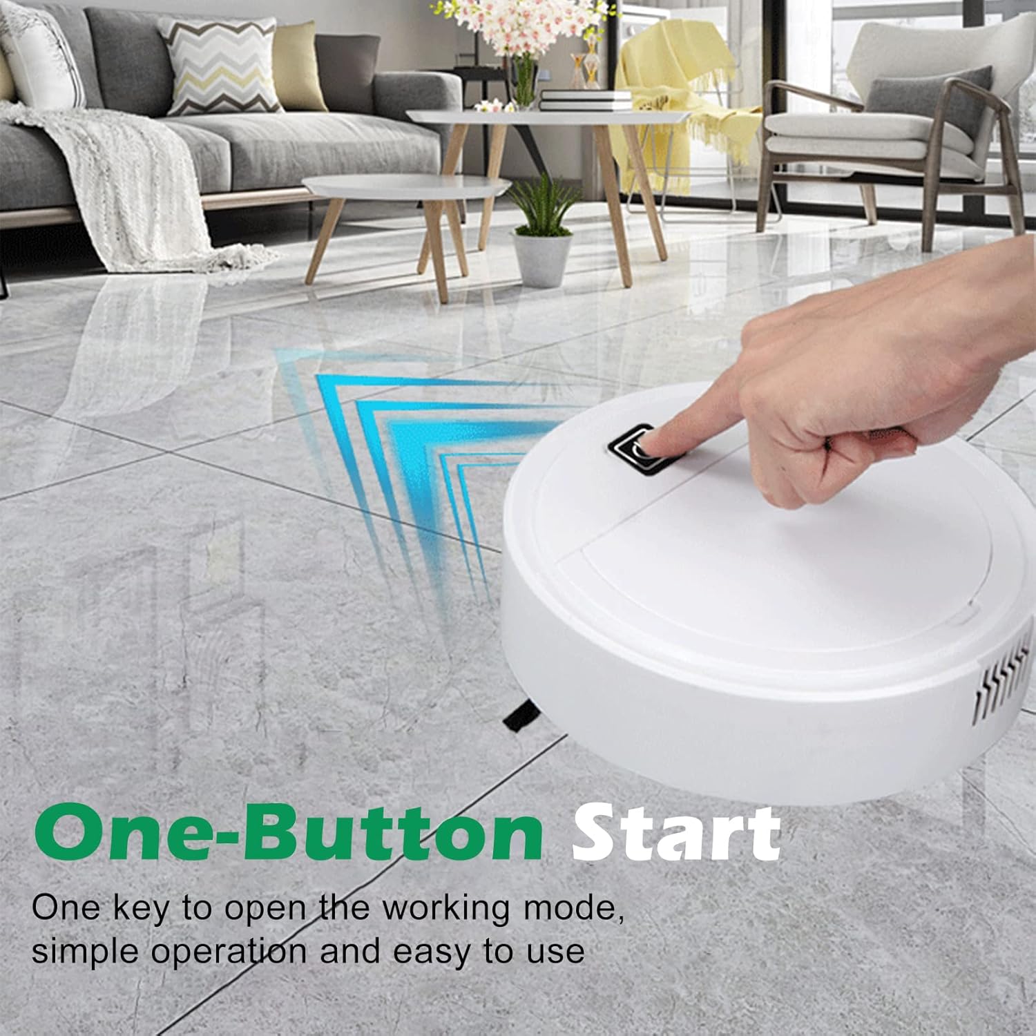 Robot Vacuum Cleaner - Upgraded 2-in-1 Super-Thin Quiet Robotic Vacuum Mop Combo, 1500Pa Suction, Good Pet Hair, Hard Floor, Low Pile Carpet, Up 90min Runtime,Ideal Multiple Room, White