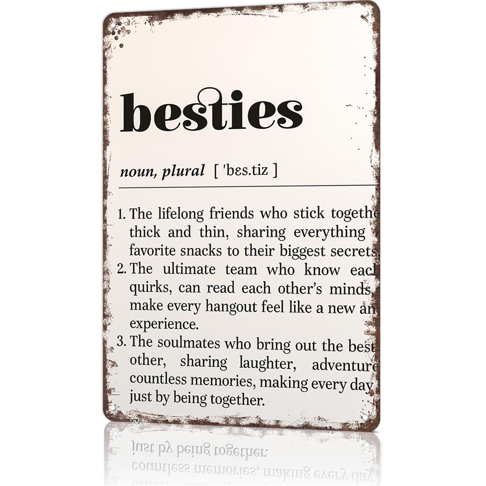 KWQDOZF Funny Metal Signs Poster 8x12inch Besties Aluminum Sign Wall Art For Home Room Bedroom Office Decor
