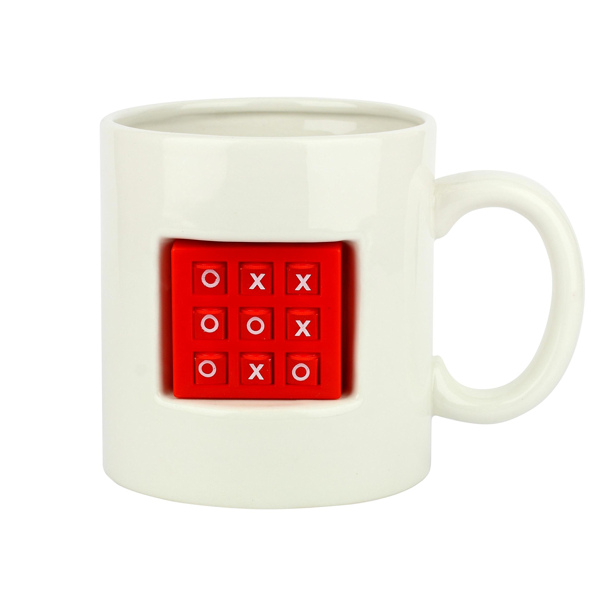 Thumbs UpTic Tac Toe Mug Tris Integrated Game, Ceramic, White/Red, 17 x 17 x 11 cm Mug