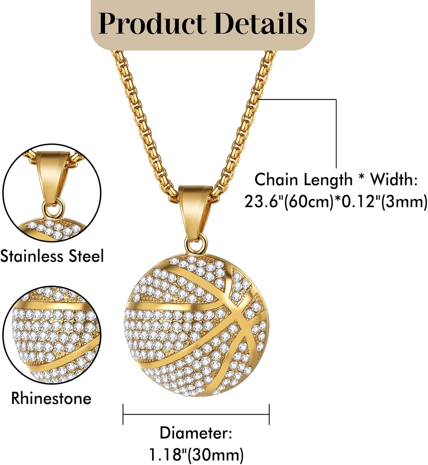 Hip Hop Punk Basketball Necklace: Black Inspiration Sports Pendant Necklace Christmas Jewelry for Men - Image 4