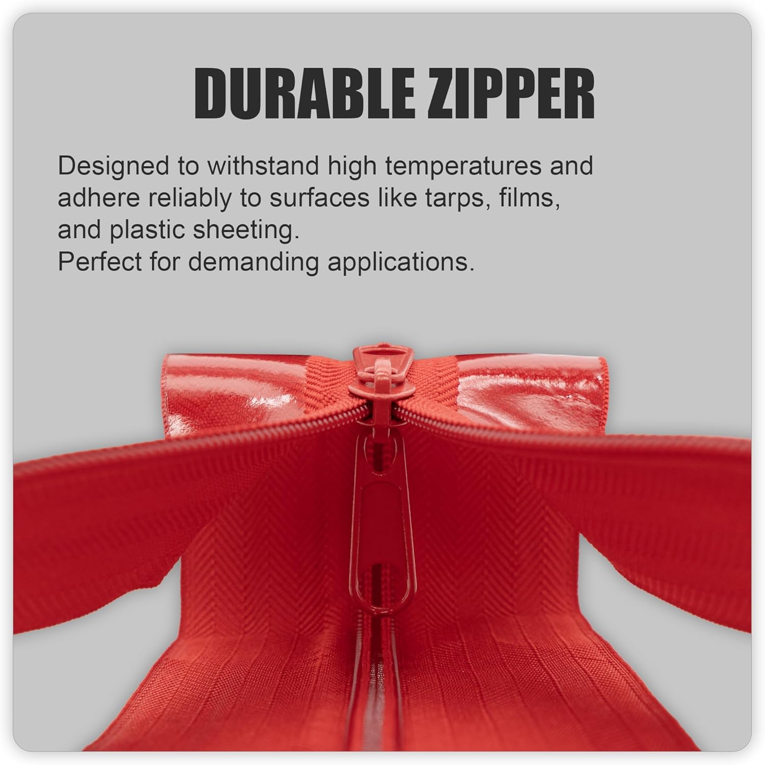 MAYOKEN® 12-Pack Red Heavy Duty Peel & Stick Zipper with Bonus Film Cutter, 7ft x 3in Double-Sided Self-Adhesive Zipper Door for Dust Barriers, Greenhouses, Construction Sites