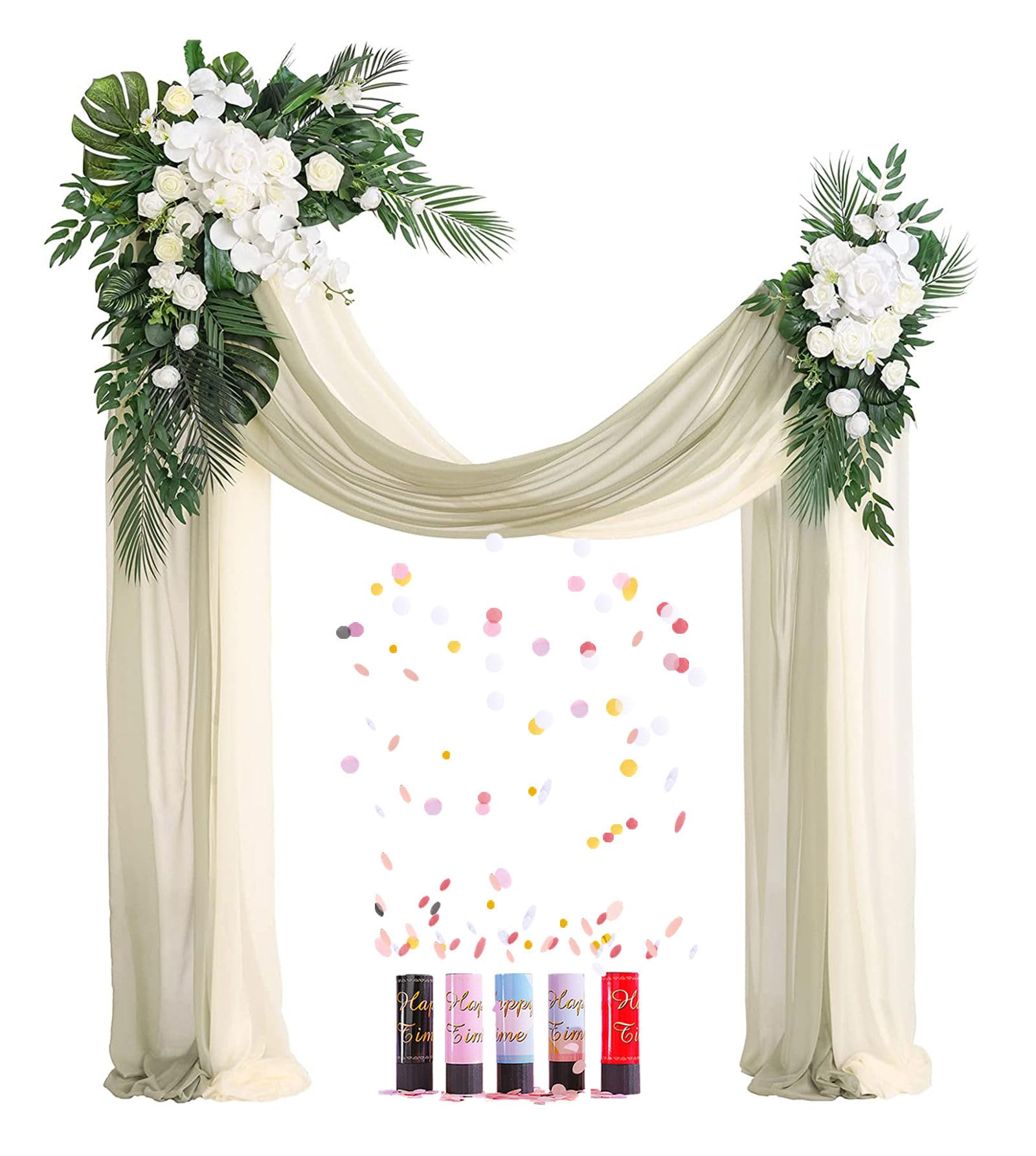 Kit di fiori ad arco per matrimonio (confezione da 4) 2 pezzi di fiori artificiali per decorazioni ad arco, 2 pezzi di tessuto per drappeggi ad arco