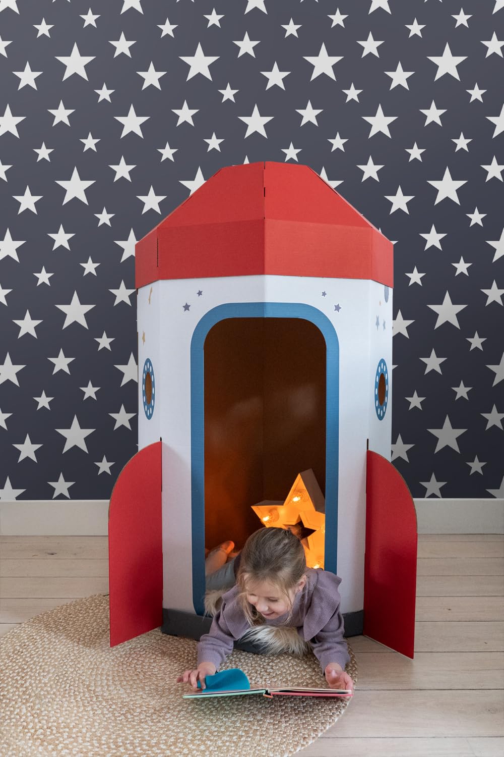 ESTAhome Tapeta duże i małe gwiazdy ciemnoniebieskim 53 cm x 10.05 m