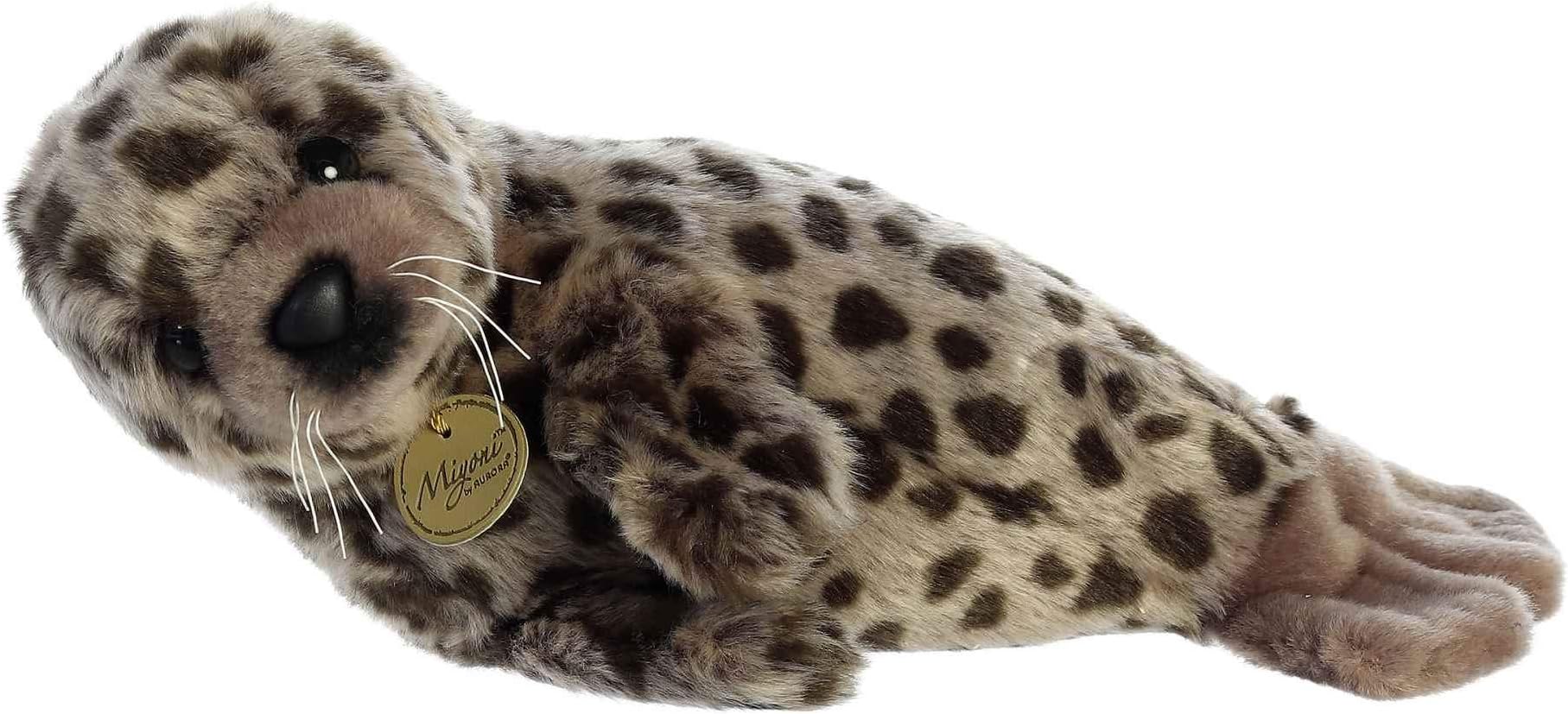 Realistic Miyoni® Harbor Seal Stuffed Animal - Lifelike Details Make a Cherished Companion - Perfect for Decorating Bedrooms or Classrooms - Brown 12 Inches