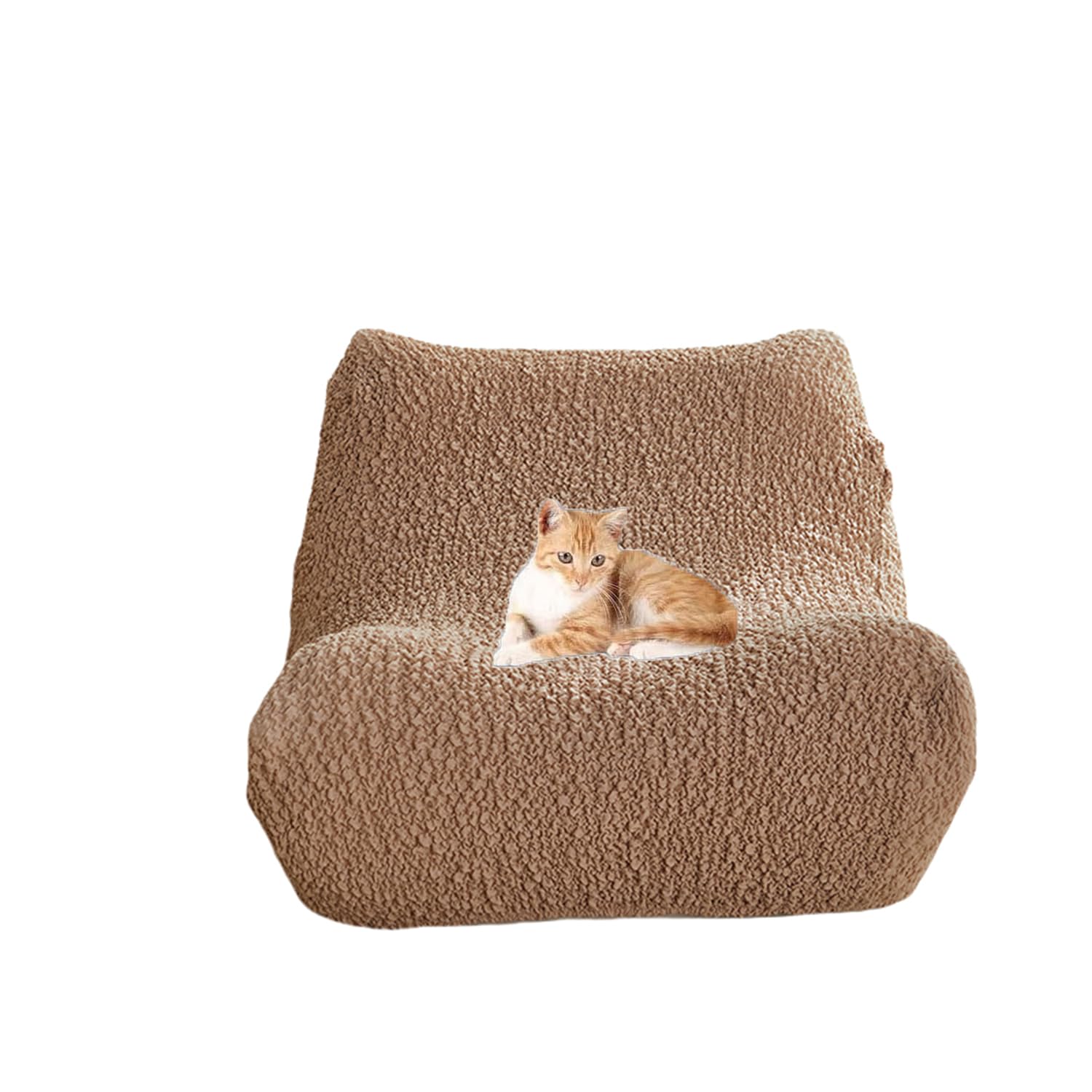 HACLEN Seersucker Lazy Floor Sofa Cover, Stretch Single Sofa Cover Armless Fireside Lounge Chair Cover Furniture Protector for Living Room Bedroom (Coffee,one size)