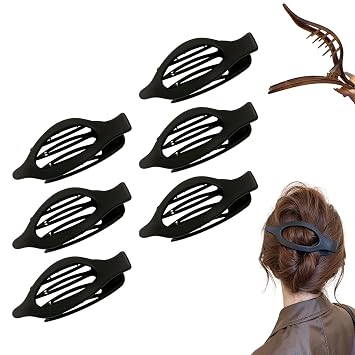 Flat Hair Clips for Women, French Hair Claw Clips for Thick, Thin, Long & Short Hair, Duck Billed Clips, No-Slip Grip Hair Styling Accessories for Women Girls Daily Use Black 6PCS
