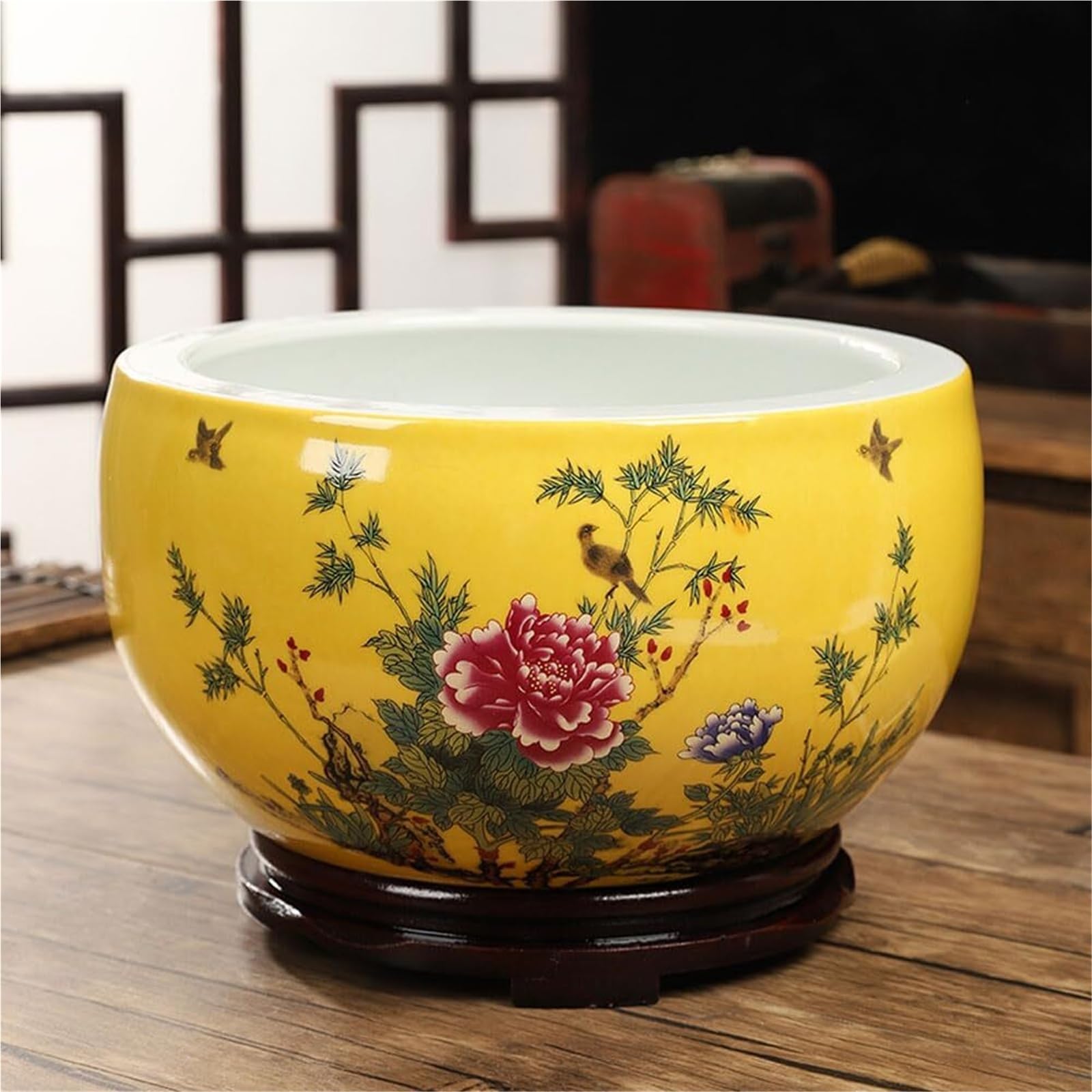Pflanztöpfe für Zimmerpflanzen Blumentöpfe, Sukkulenten-Teller, Desktop-Schüssel, Lotusbecken, Chinesischer Topf Aus Keramik Dekoration für die Veranda(G,19 * 12cm)