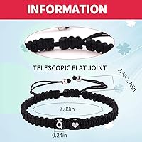 Vista 2 de Initial Bracelets for Women Teen Girls, Initial A-Z Heart Letter Charm Bracelets Handmade Adjustable Rope Bracelets for Mother's Day Graduation Black