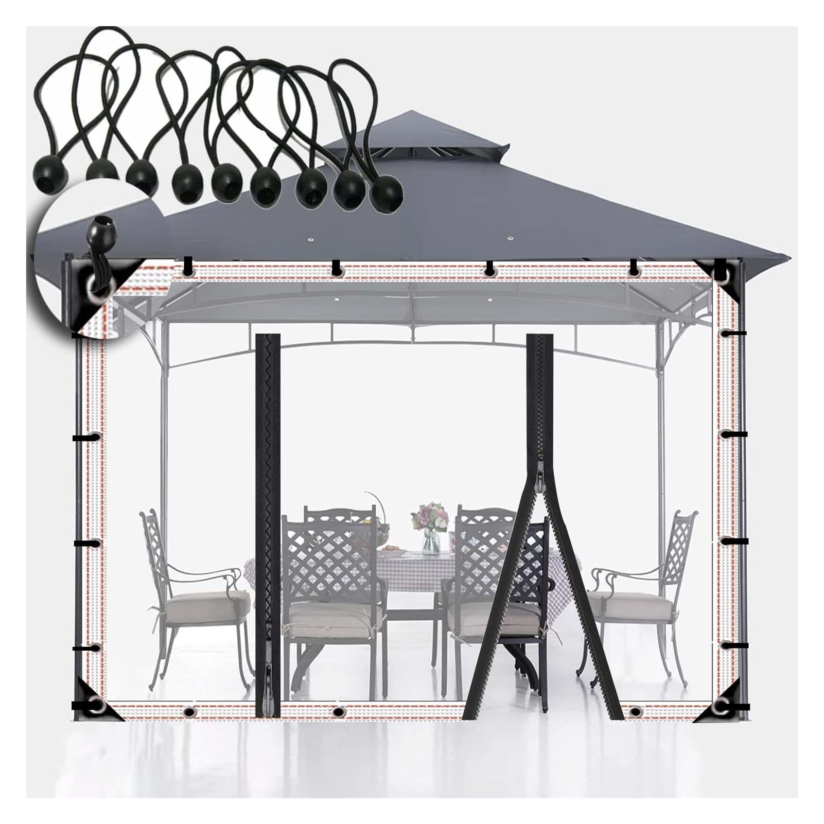 Pavillon-Vorhänge für den Außenbereich, Camping, Garten, wasserdicht, transparent, Pergola-Seitenteile mit faltbarer, wasserdichter Plane, Größe 1,8 x 2,5 m (Farbe: A)