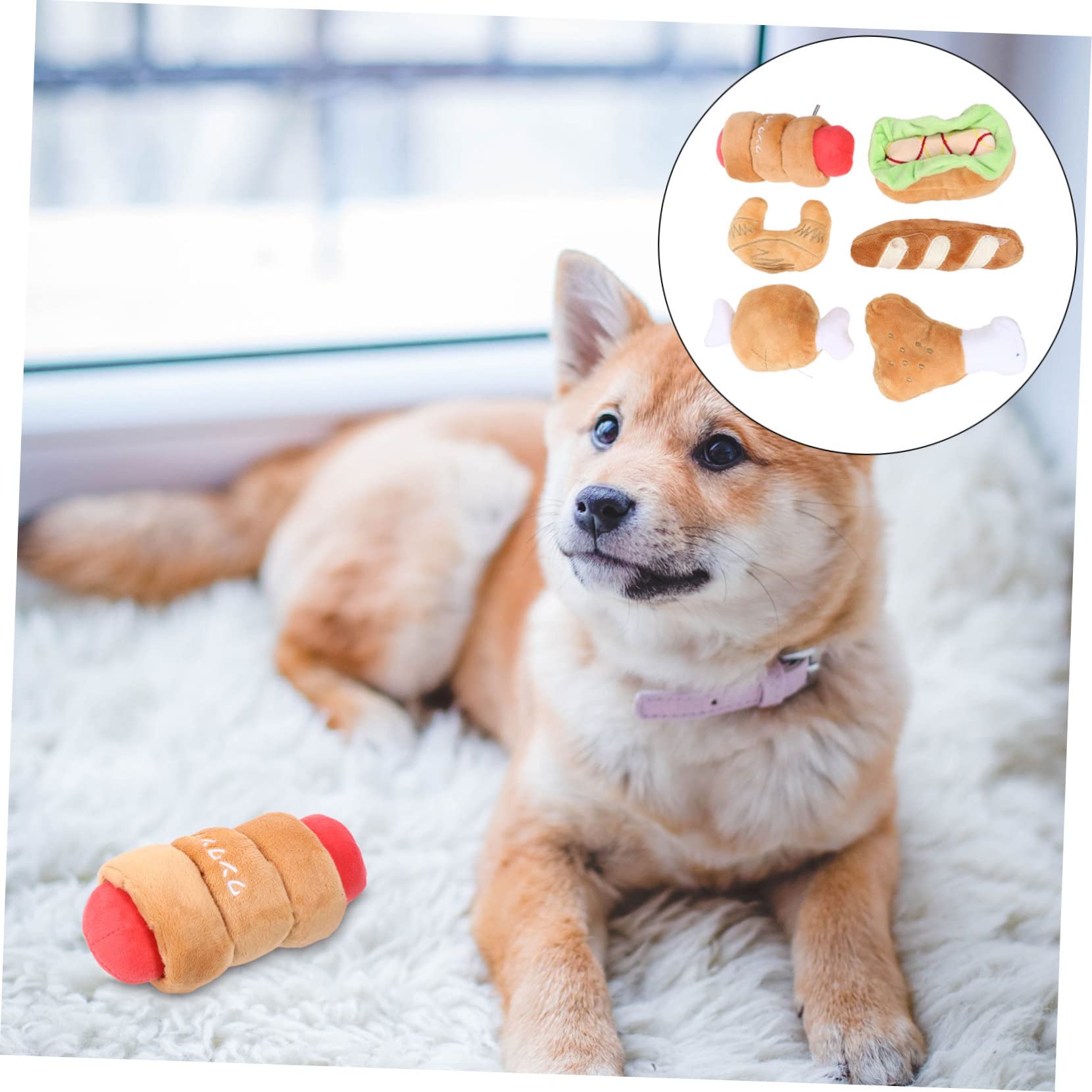 BESPORTBLE 12pezzi Giocattoli Per Cani Peluche Indistruttibili Con Suono Giochi Masticabili Per Cani e Gatti Design Imitazione Cibo Vivaci Stimolano Gioco