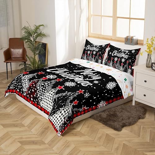 Vista 206 de Juego de funda de edredón rosa de Navidad para niñas, tamaño matrimonial, lindo juego de ropa de cama de dibujos animados de pingüino de Papá Noel