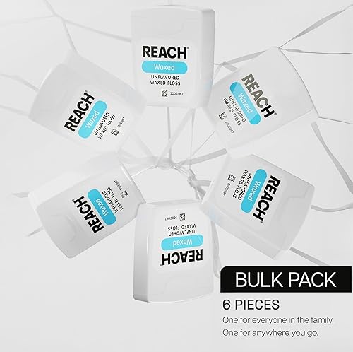Miniatura 5 de Reach Paquete de hilo dental encerado  Eliminación eficaz de placa, superficie de limpieza extra ancha  Resistencia a la trituración y tensión, se