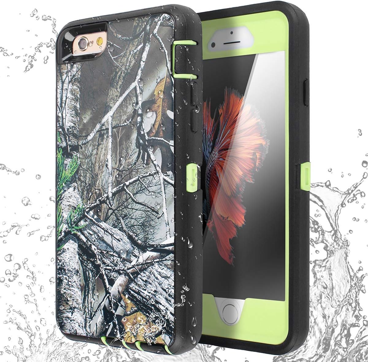 AICase iPhone 6 Case, iPhone 6S Case [Heavy Duty] Tough 3 in 1 Rugged Shockproof Cover for Apple iPhone 6/6S (Leaf Camouflage with Belt Clip)