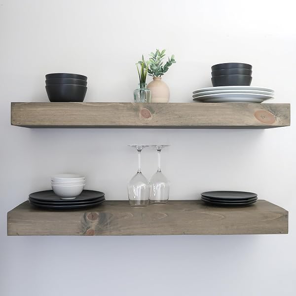 Urbandi Modern Floating Shelves 3 Inches Thick for Wall, Wide Shelves for Kitchen, Living Room, Bedroom, and Bathroom, N