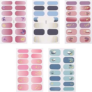 SOLUSTRE Adesivos Para Embrulhar Unhas 5 Folhas De Adesivos De Esmalte Para Unhas Adesivos De Unhas Completos Adesivos De Unhas Ultrafinos Para DIY Mulheres Meninas Decalques De Esmalte