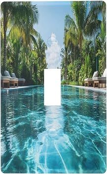 Summer Pool Pattern Wall Plates for Outlet, Decorative Light Switch Plate Single Toggle Outlet Covers, Standard Size 1-Gang, 2.76" x 4.53"