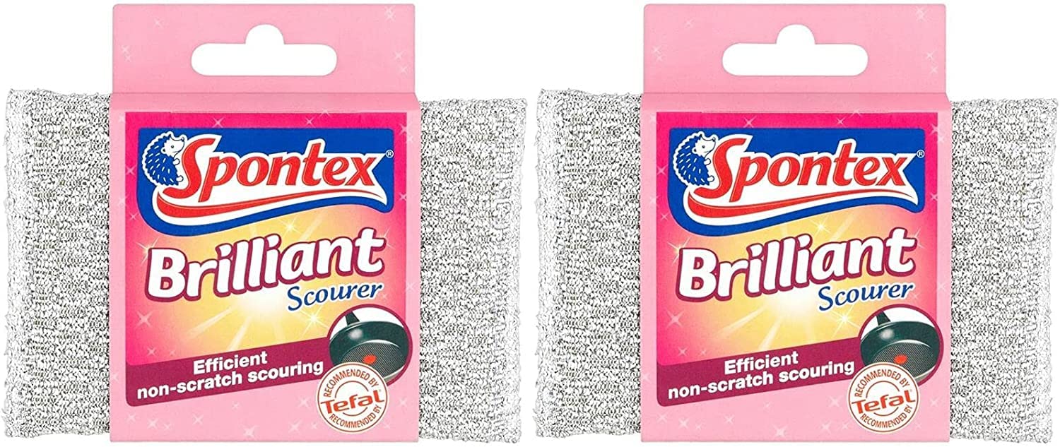 Spontex Brilliant Scourer - Silver - Non Scratch Scourer - Tefal Recommended