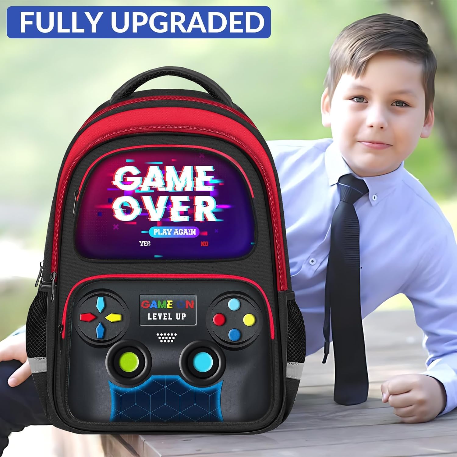 School Backpack for Boys - Gamer Boys Backpack for Kids Children Teens Elementary Middle School - 17″ Video Game Bookbag Travel Back Pack for Age 6-18 - Image 7