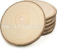Vista 10 de 2 piezas de rodajas de madera grandes para centros de mesa de 11-12 pulgadas, rodajas redondas de madera para decoración de mesas, círculos