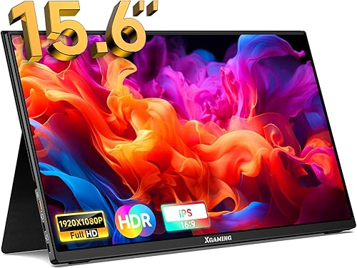 Monitor portátil de 15.6 pulgadas, 1080P FHD IPS USB-C, pantalla de computadora HDMI con cubierta inteligente y altavoces, pantalla externa ultra