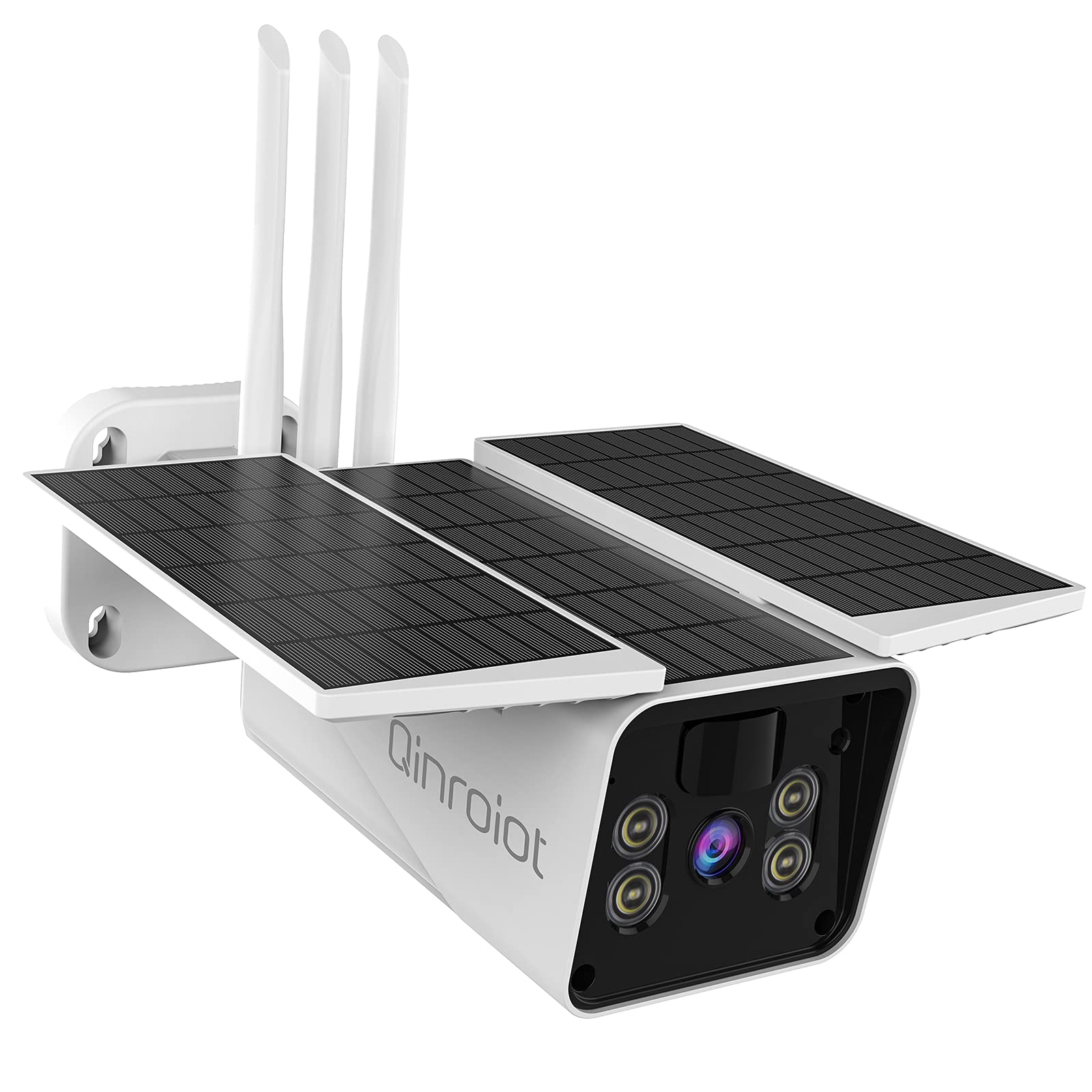 【Solar Battery Powered】 Security Cameras Wireless Outdoor, Qinroiot 1080P WiFi Cameras for Home Security with Spotlight,Co...