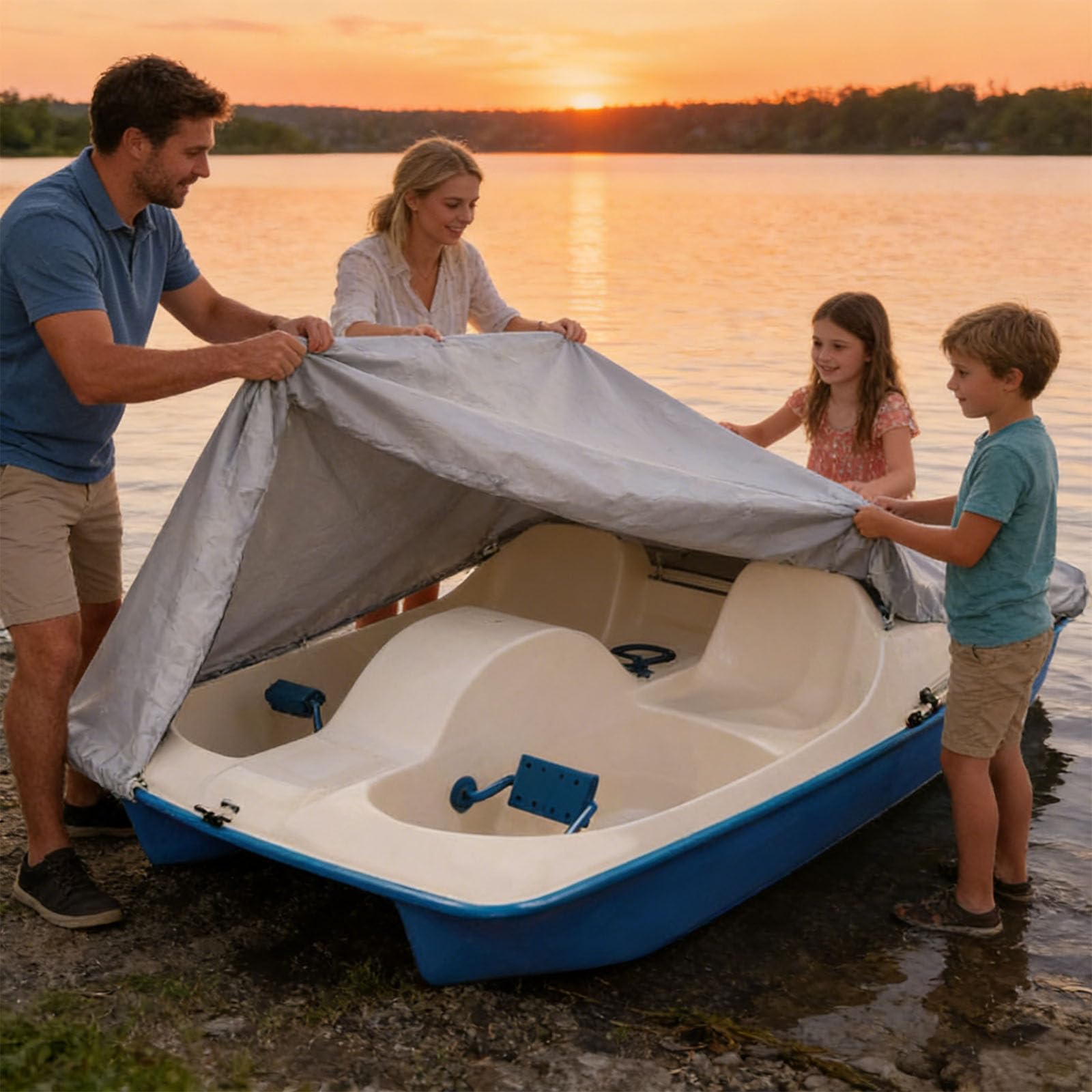 Pokrowiec Na Rower Wodny, Tkanina Oxford 420d, Wiatroodporna, Wodoodporna I Chroniąca Przed Słońcem, 286 X 200 Cm, Dla 3 Do 5 Osób (black)