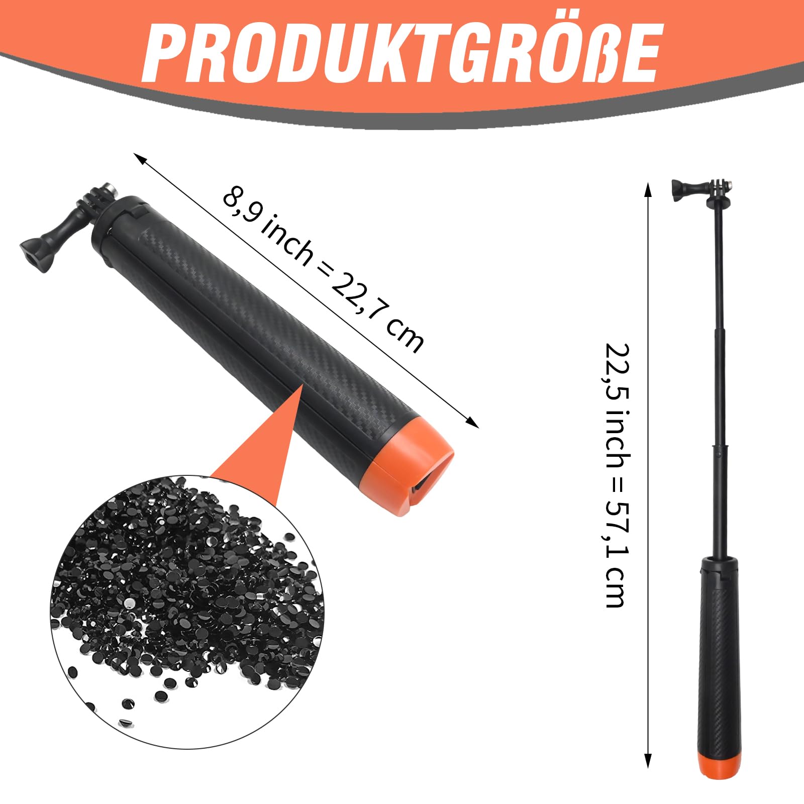 61 cm pływający uchwyt Action Cam pod wodą, statyw do selfie, z adapterem do mocowania aparatu, pasek na rękę, do GoPro 13 12 11 10 9 8 7 6 5 4, akcesoria do fotografii nurkowej