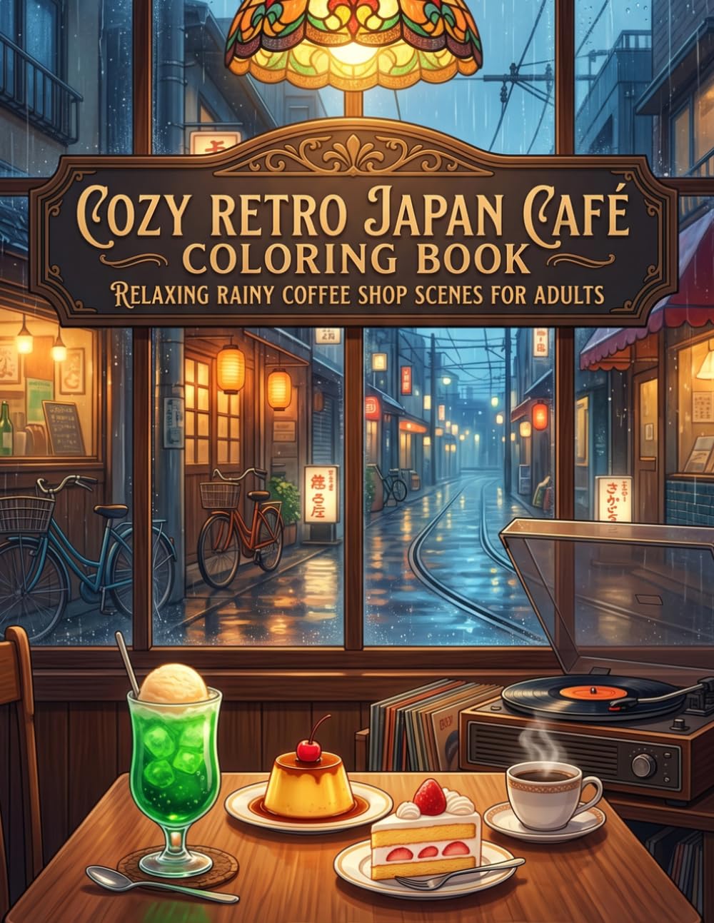Cozy Retro Japan Café Coloring Book: Coffee Shop Scenes for Adults