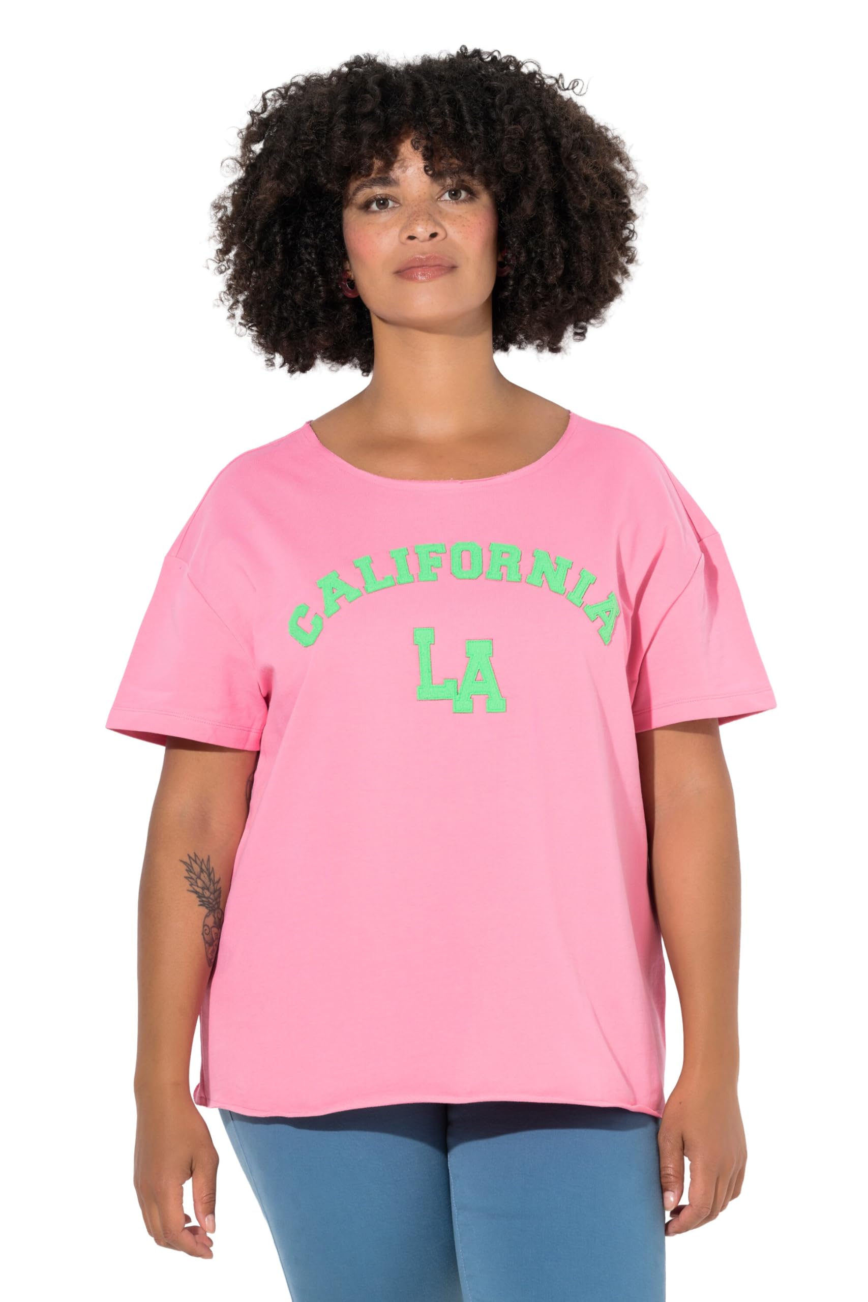 Angel of Style Damen große Größen Übergrößen Plus Size Sweatshirt, Boxy Fit, Kurzarm, Frottee-Schriftzug 846893