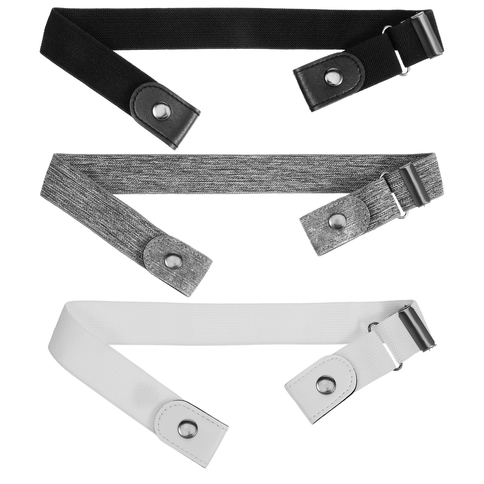 3 PCS Elastic Buckleless Belts for Women Men No Buckle Belts for Women Men Comfortable Adjustable Invisible Elastic