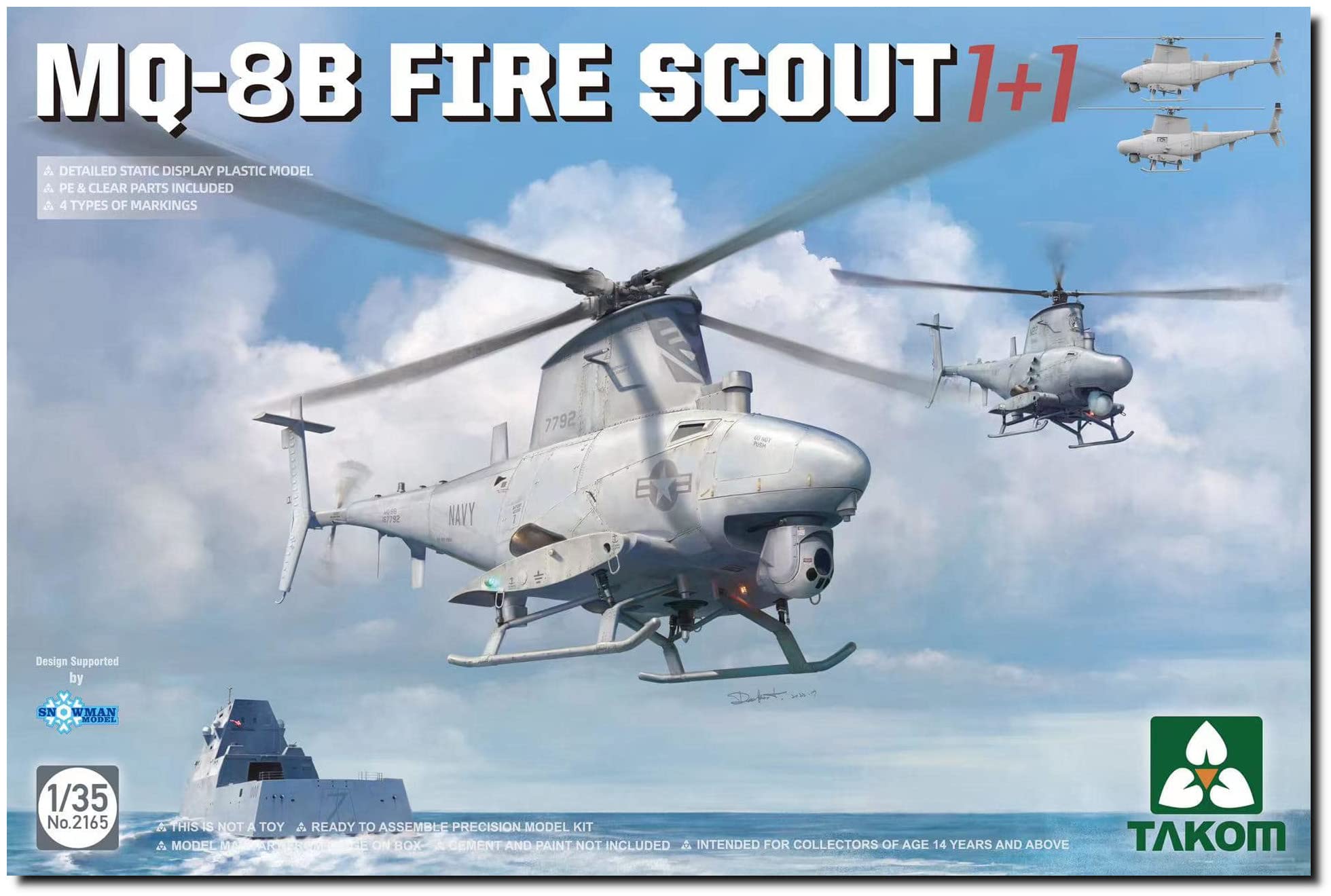 タコム(TAKOM) Tacom 1/35 US Navy MQ-8B Fire Scout 1/1 Plastic Model TKO2165 Molded Color